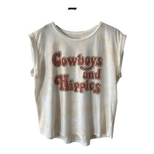 Shyanne Cowboys & Hippies Tie Dye Muscle T Shirt Size L Women NWOT